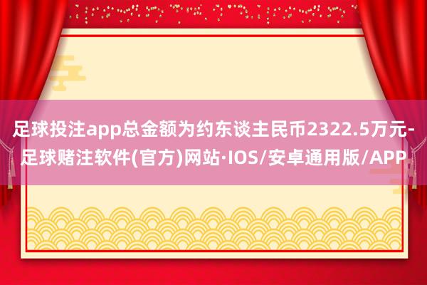 足球投注app总金额为约东谈主民币2322.5万元-足球赌注软件(官方)网站·IOS/安卓通用版/APP