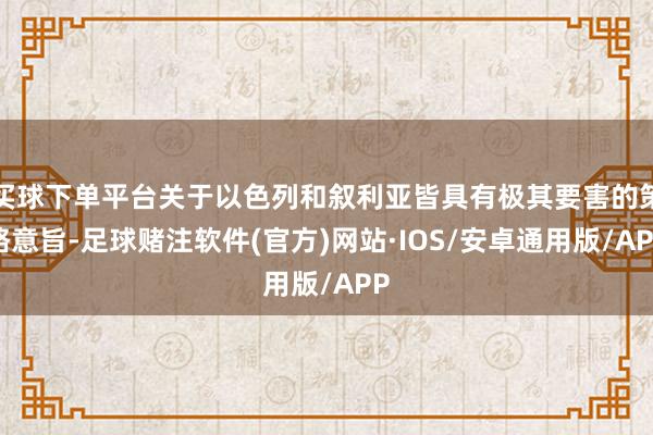 买球下单平台关于以色列和叙利亚皆具有极其要害的策略意旨-足球赌注软件(官方)网站·IOS/安卓通用版/APP